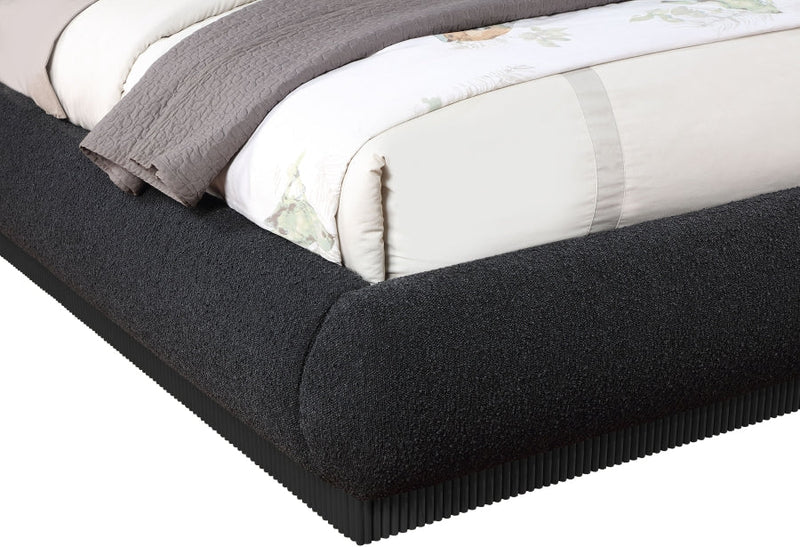 Rigby Boucle Fabric Queen Bed Black - Gate FurnitureQueen Bed