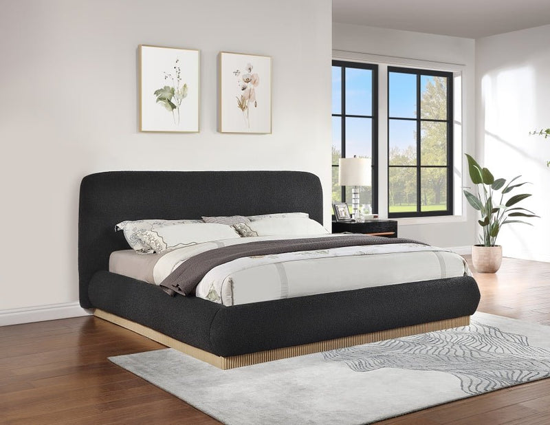 Rigby Boucle Fabric Queen Bed Black - Gate FurnitureQueen Bed