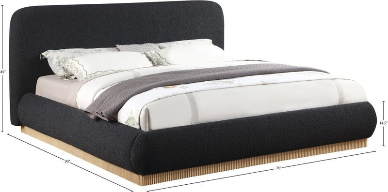 Rigby Boucle Fabric Queen Bed Black - Gate FurnitureQueen Bed