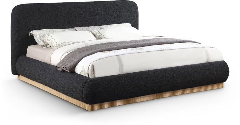 Rigby Boucle Fabric Queen Bed Black - Gate FurnitureQueen Bed
