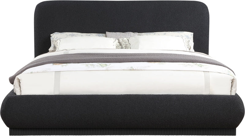 Rigby Boucle Fabric Queen Bed Black - Gate FurnitureQueen Bed
