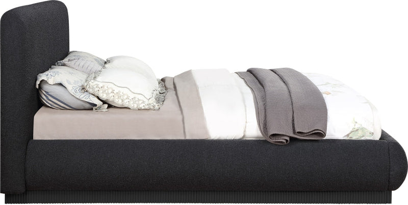 Rigby Boucle Fabric Queen Bed Black - Gate FurnitureQueen Bed