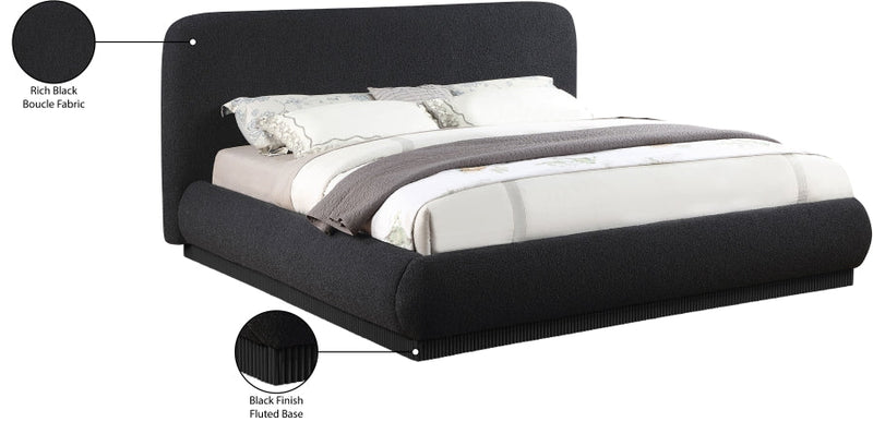 Rigby Boucle Fabric Queen Bed Black - Gate FurnitureQueen Bed
