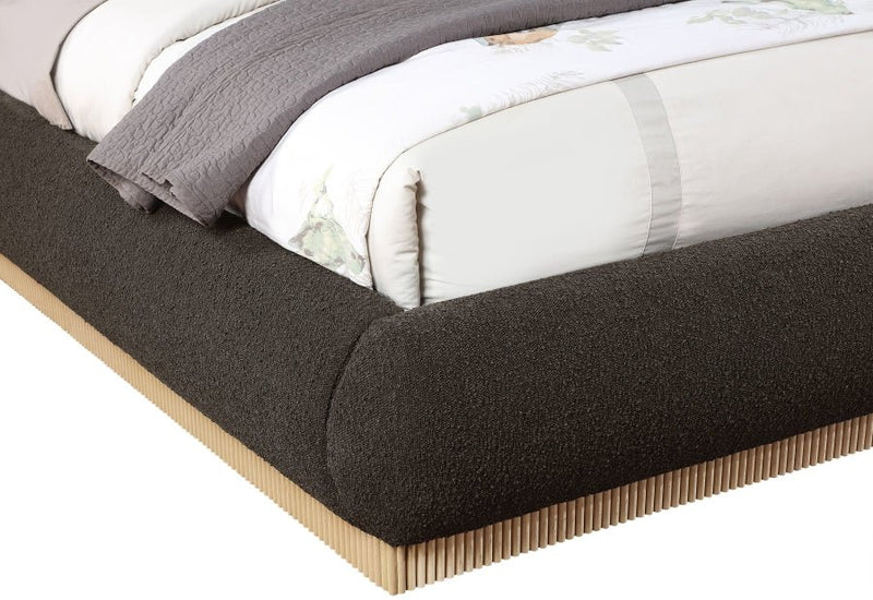 Rigby Boucle Fabric Queen Bed Brown - Gate FurnitureQueen Bed