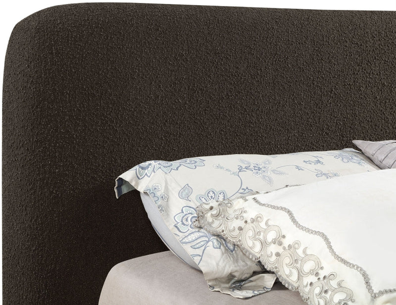 Rigby Boucle Fabric Queen Bed Brown - Gate FurnitureQueen Bed