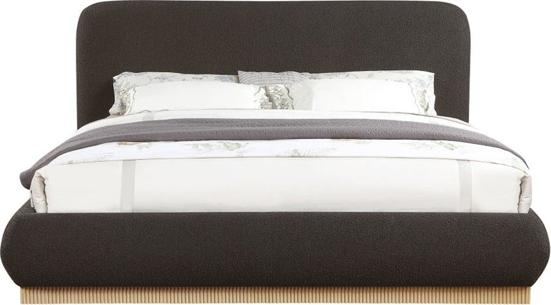 Rigby Boucle Fabric Queen Bed Brown - Gate FurnitureQueen Bed
