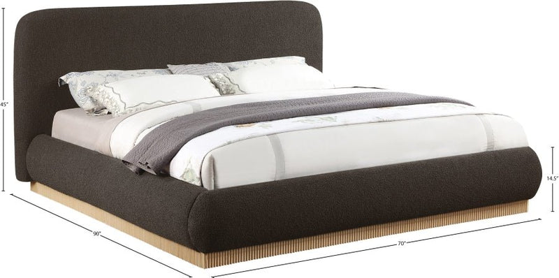 Rigby Boucle Fabric Queen Bed Brown - Gate FurnitureQueen Bed