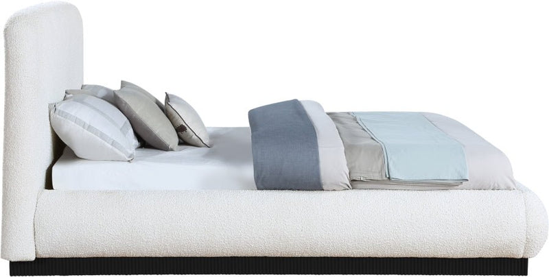 Rigby Boucle Fabric Queen Bed Cream - Gate FurnitureQueen Bed