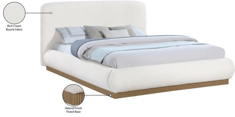 Rigby Boucle Fabric Queen Bed Cream - Gate FurnitureQueen Bed
