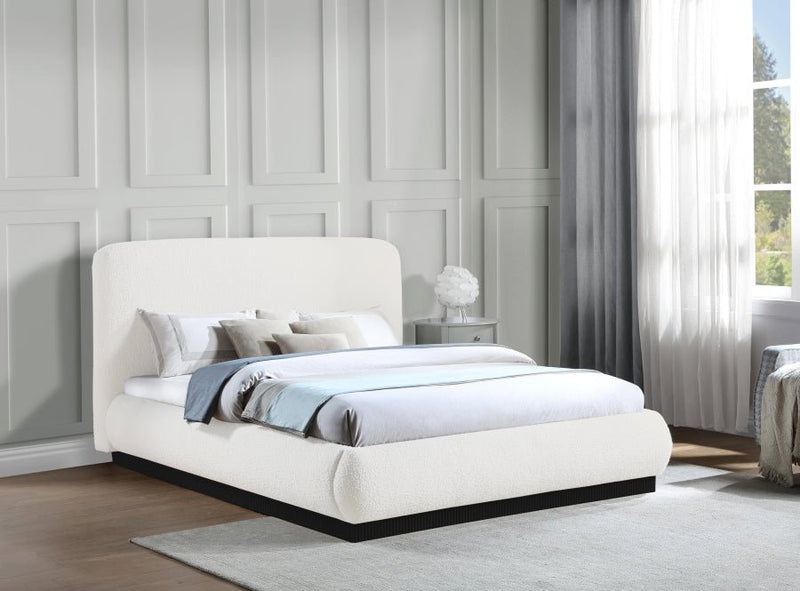 Rigby Boucle Fabric Queen Bed Cream - Gate FurnitureQueen Bed