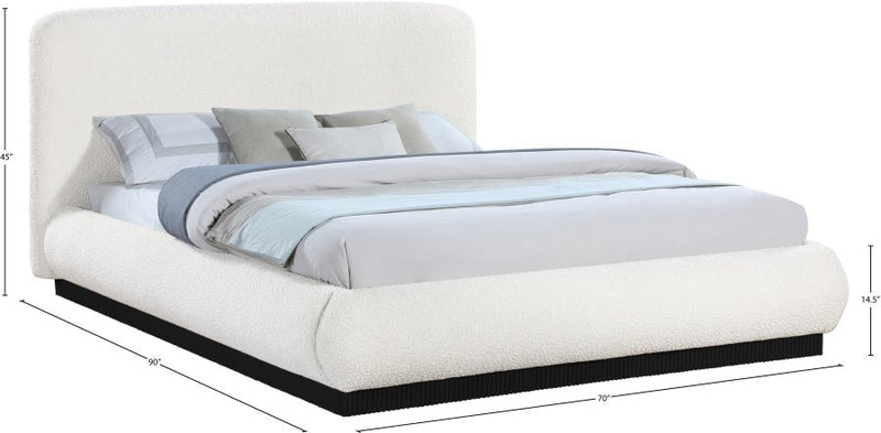Rigby Boucle Fabric Queen Bed Cream - Gate FurnitureQueen Bed