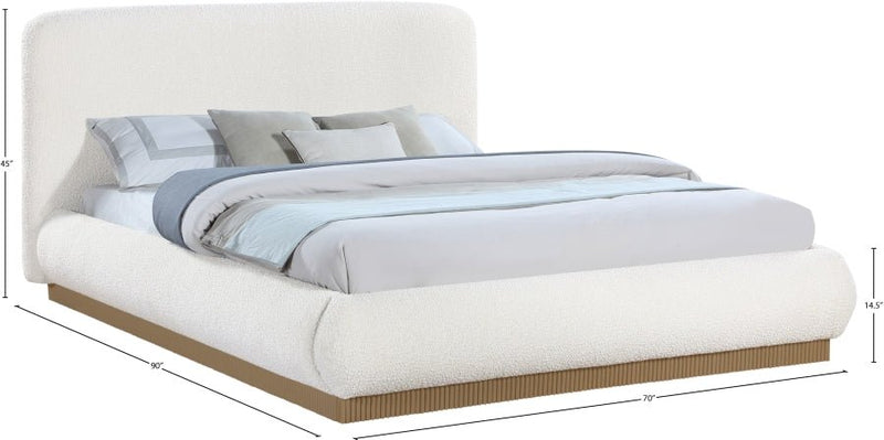 Rigby Boucle Fabric Queen Bed Cream - Gate FurnitureQueen Bed