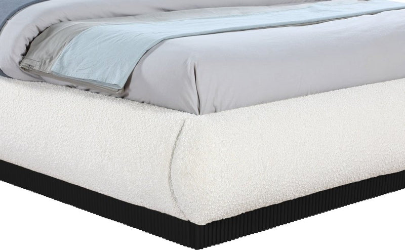 Rigby Boucle Fabric Queen Bed Cream - Gate FurnitureQueen Bed