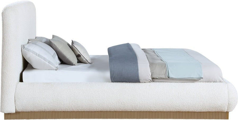 Rigby Boucle Fabric Queen Bed Cream - Gate FurnitureQueen Bed