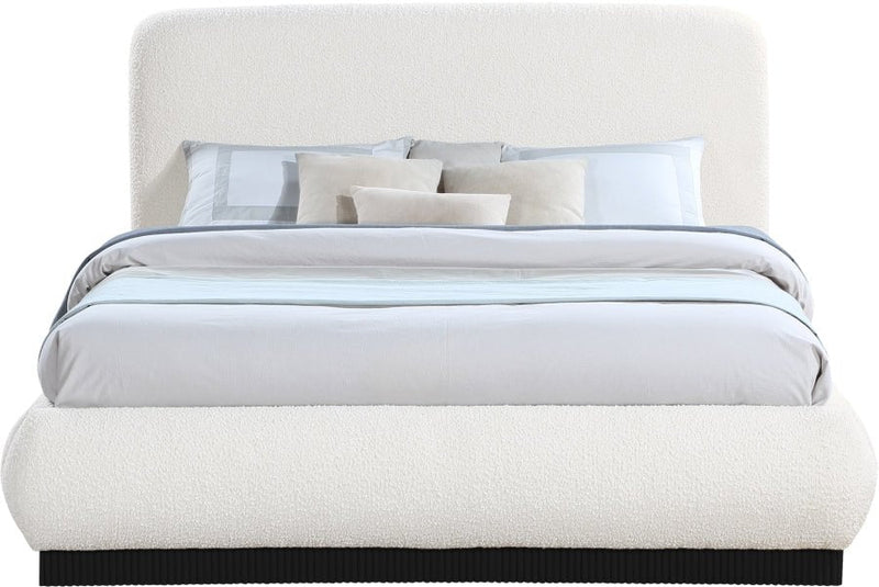 Rigby Boucle Fabric Queen Bed Cream - Gate FurnitureQueen Bed