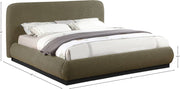 Rigby Boucle Fabric Queen Bed Olive - Gate FurnitureQueen Bed