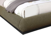 Rigby Boucle Fabric Queen Bed Olive - Gate FurnitureQueen Bed