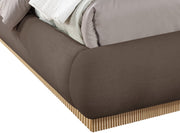 Rigby Linen Textured Fabric King Bed Brown - Gate FurnitureKing Bed
