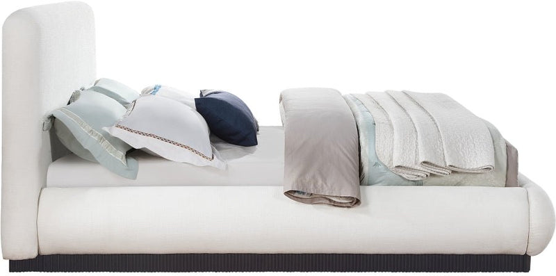 Rigby Linen Textured Fabric King Bed Cream - Gate FurnitureKing Bed