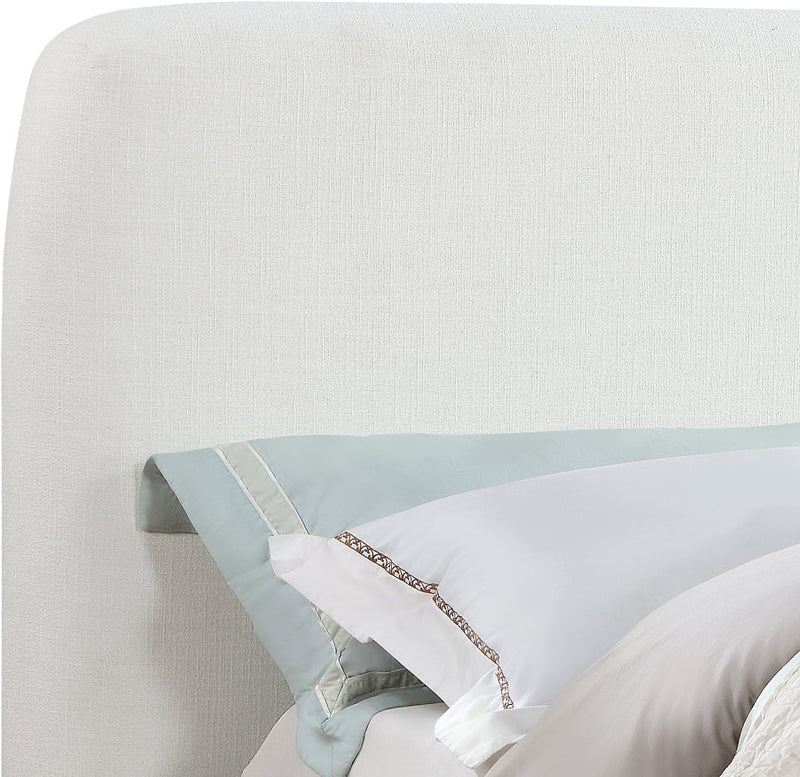 Rigby Linen Textured Fabric King Bed Cream - Gate FurnitureKing Bed