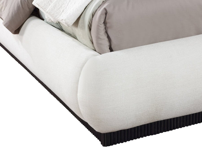 Rigby Linen Textured Fabric King Bed Cream - Gate FurnitureKing Bed