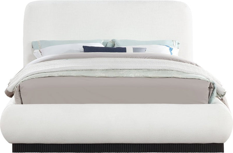 Rigby Linen Textured Fabric King Bed Cream - Gate FurnitureKing Bed