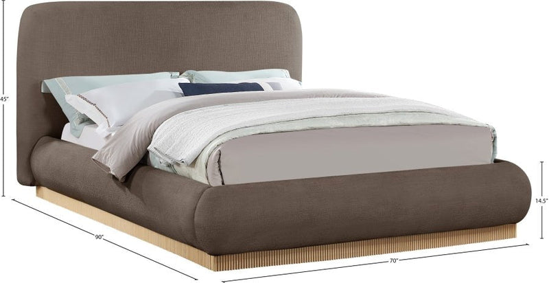 Rigby Linen Textured Fabric Queen Bed Brown - Gate FurnitureQueen Bed