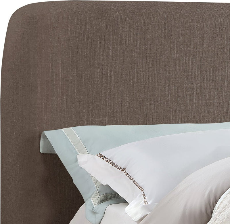 Rigby Linen Textured Fabric Queen Bed Brown - Gate FurnitureQueen Bed