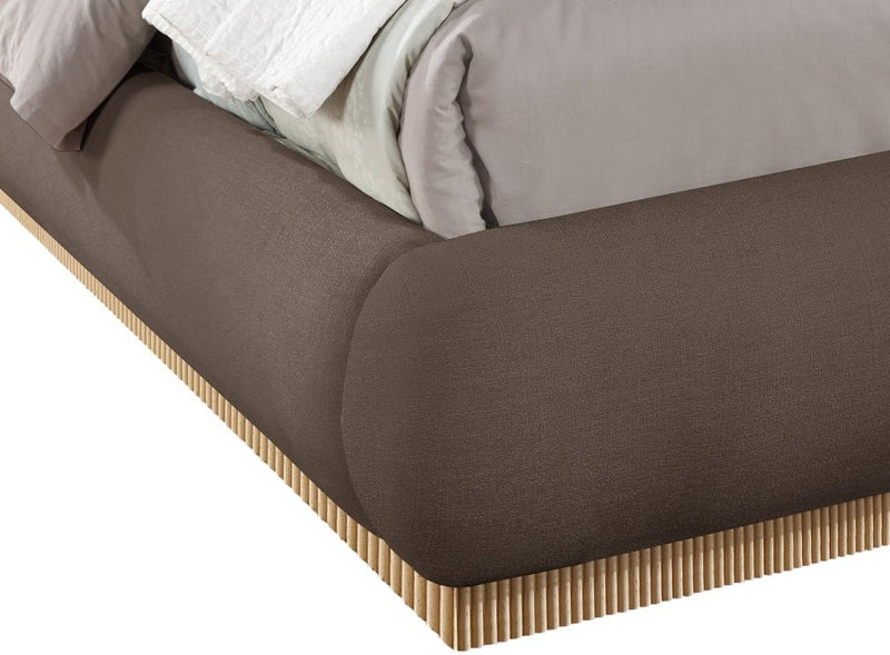 Rigby Linen Textured Fabric Queen Bed Brown - Gate FurnitureQueen Bed