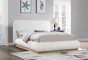 Rigby Linen Textured Fabric Queen Bed Cream - Gate FurnitureQueen Bed