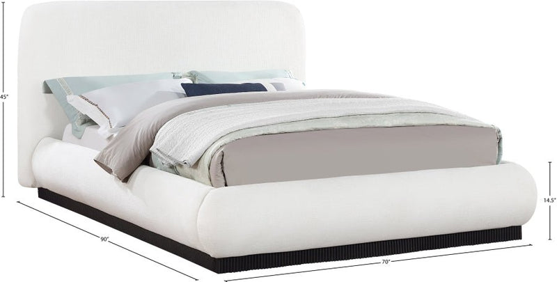 Rigby Linen Textured Fabric Queen Bed Cream - Gate FurnitureQueen Bed