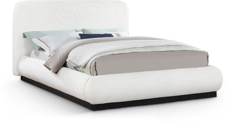 Rigby Linen Textured Fabric Queen Bed Cream - Gate FurnitureQueen Bed