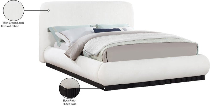 Rigby Linen Textured Fabric Queen Bed Cream - Gate FurnitureQueen Bed