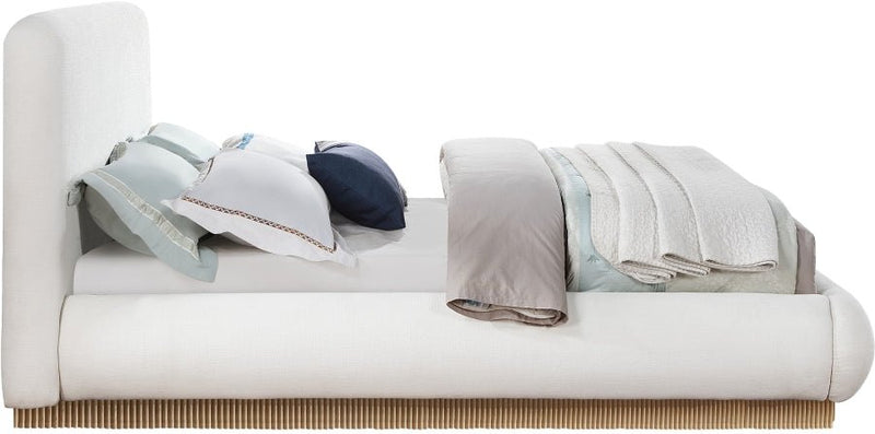 Rigby Linen Textured Fabric Queen Bed Cream - Gate FurnitureQueen Bed