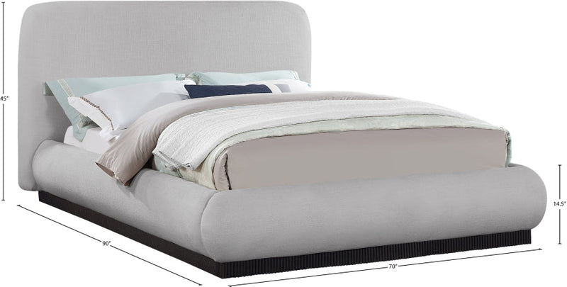 Rigby Linen Textured Fabric Queen Bed Grey - Gate FurnitureQueen Bed