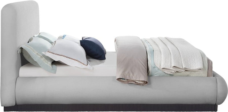 Rigby Linen Textured Fabric Queen Bed Grey - Gate FurnitureQueen Bed