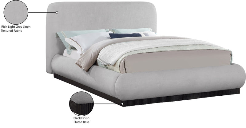 Rigby Linen Textured Fabric Queen Bed Grey - Gate FurnitureQueen Bed