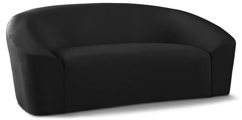Riley 71" Velvet Upholstered Loveseat in Black - 610Black-L