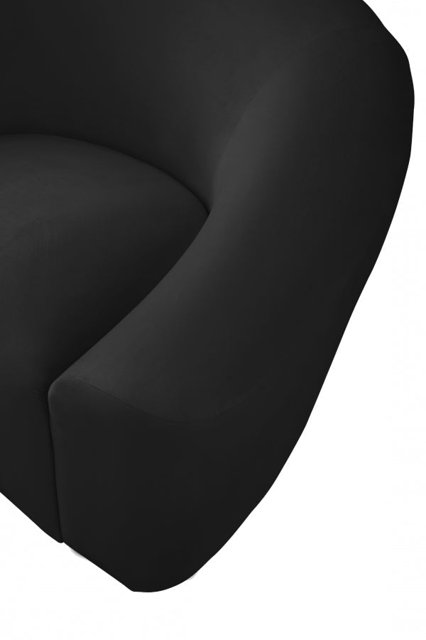 Riley 71" Velvet Upholstered Loveseat in Black - 610Black-L