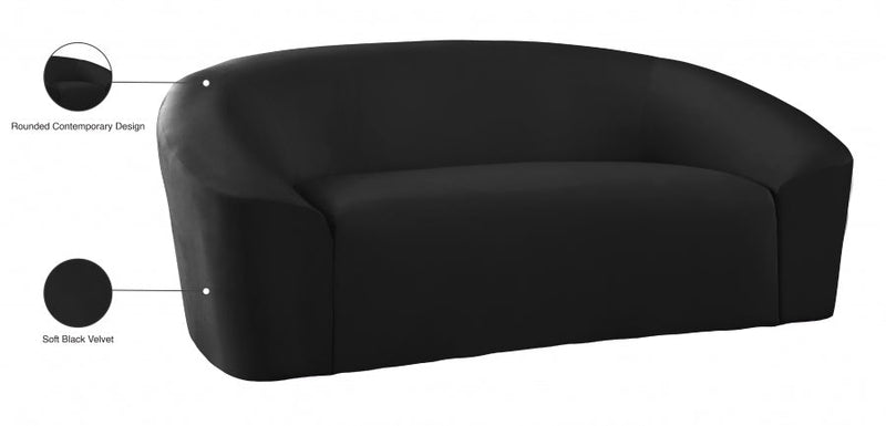 Riley 71" Velvet Upholstered Loveseat in Black - 610Black-L