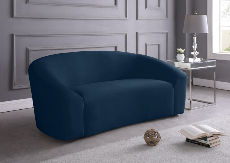 Riley 71" Velvet Upholstered Loveseat in Blue - 610Navy-L