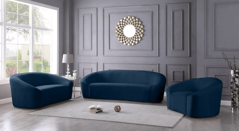Riley 71" Velvet Upholstered Loveseat in Blue - 610Navy-L