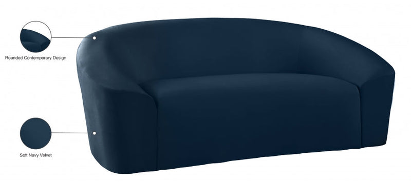 Riley 71" Velvet Upholstered Loveseat in Blue - 610Navy-L