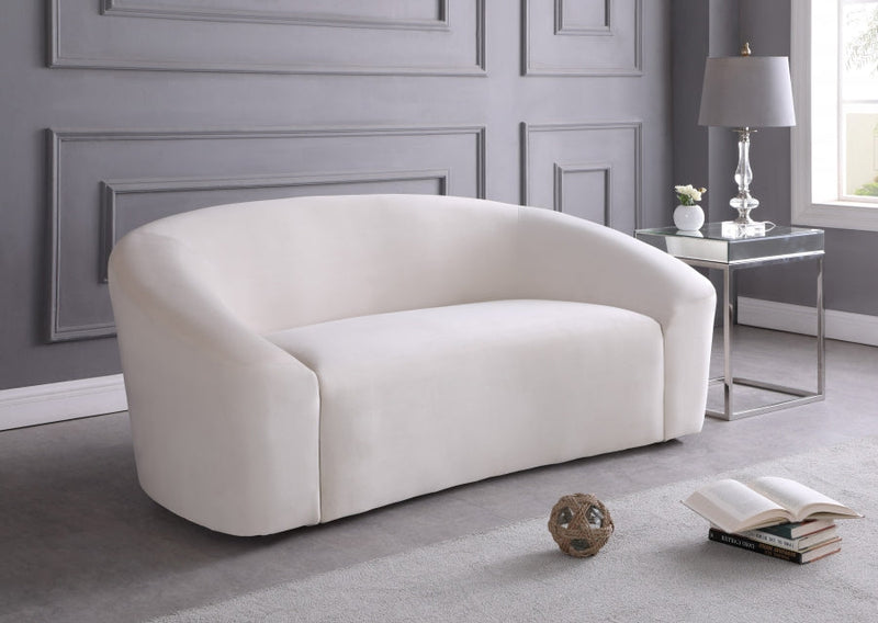 Riley 71" Velvet Upholstered Loveseat in Cream - 610Cream-L