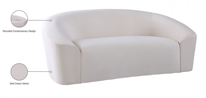 Riley 71" Velvet Upholstered Loveseat in Cream - 610Cream-L