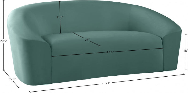 Riley 71" Velvet Upholstered Loveseat in Green - 610Mint-L