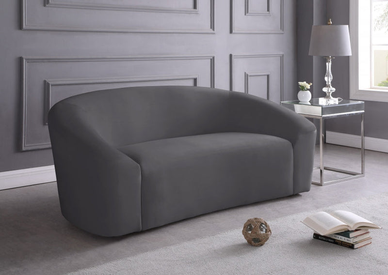 Riley 71" Velvet Upholstered Loveseat in Grey - 610Grey-L
