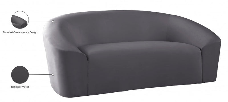 Riley 71" Velvet Upholstered Loveseat in Grey - 610Grey-L