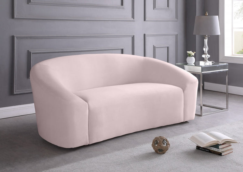 Riley 71" Velvet Upholstered Loveseat in Pink - 610Pink-L