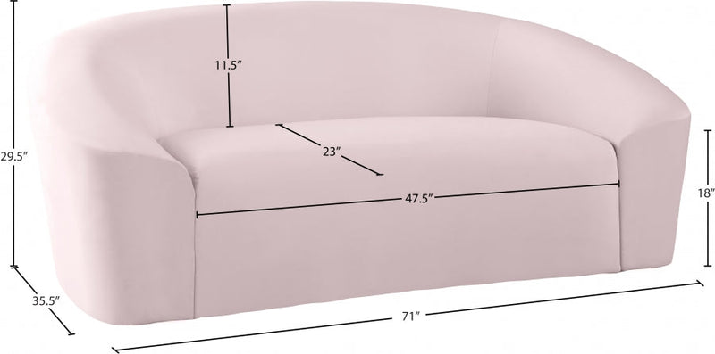 Riley 71" Velvet Upholstered Loveseat in Pink - 610Pink-L